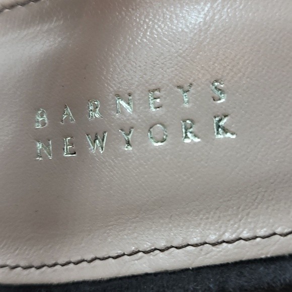 Barneys New York  block heel ankle strap mink fur heels Sz 37.5 Dark Grey - Picture 7 of 9